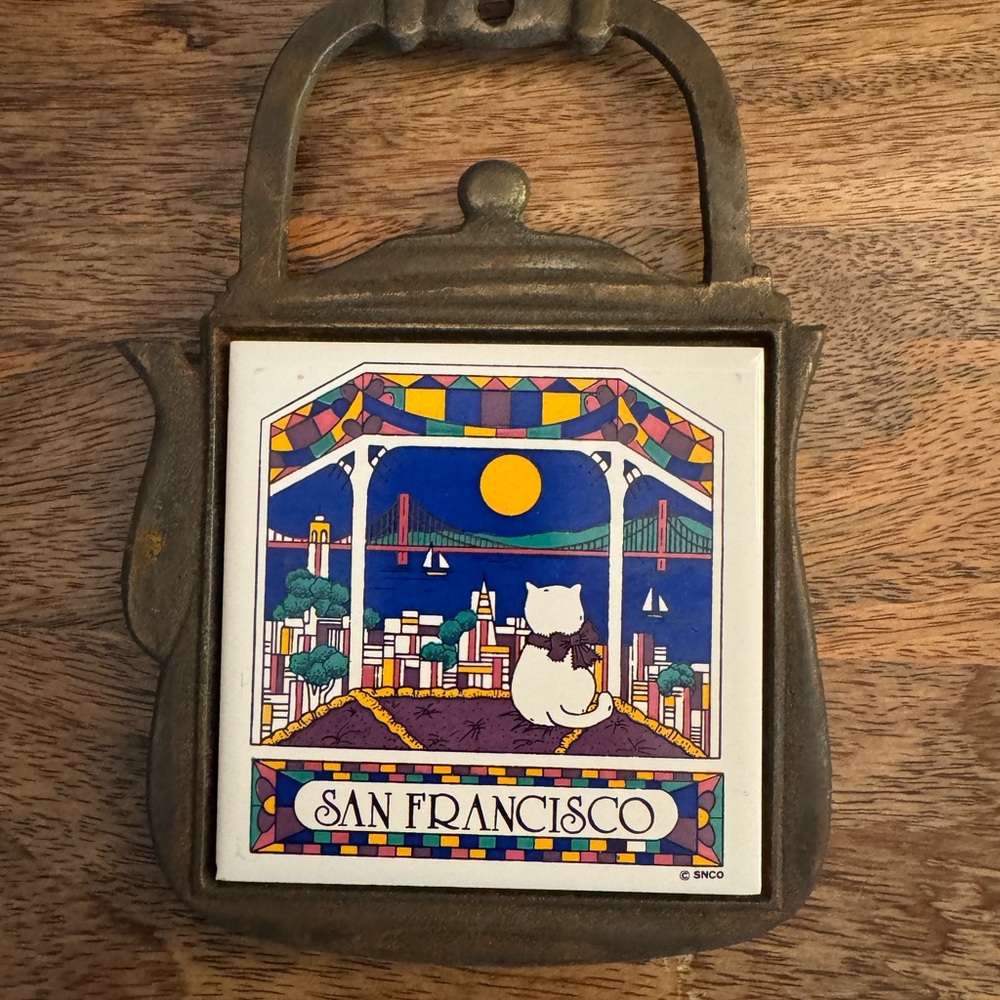 San Francisco Cat Art Tile Trivet